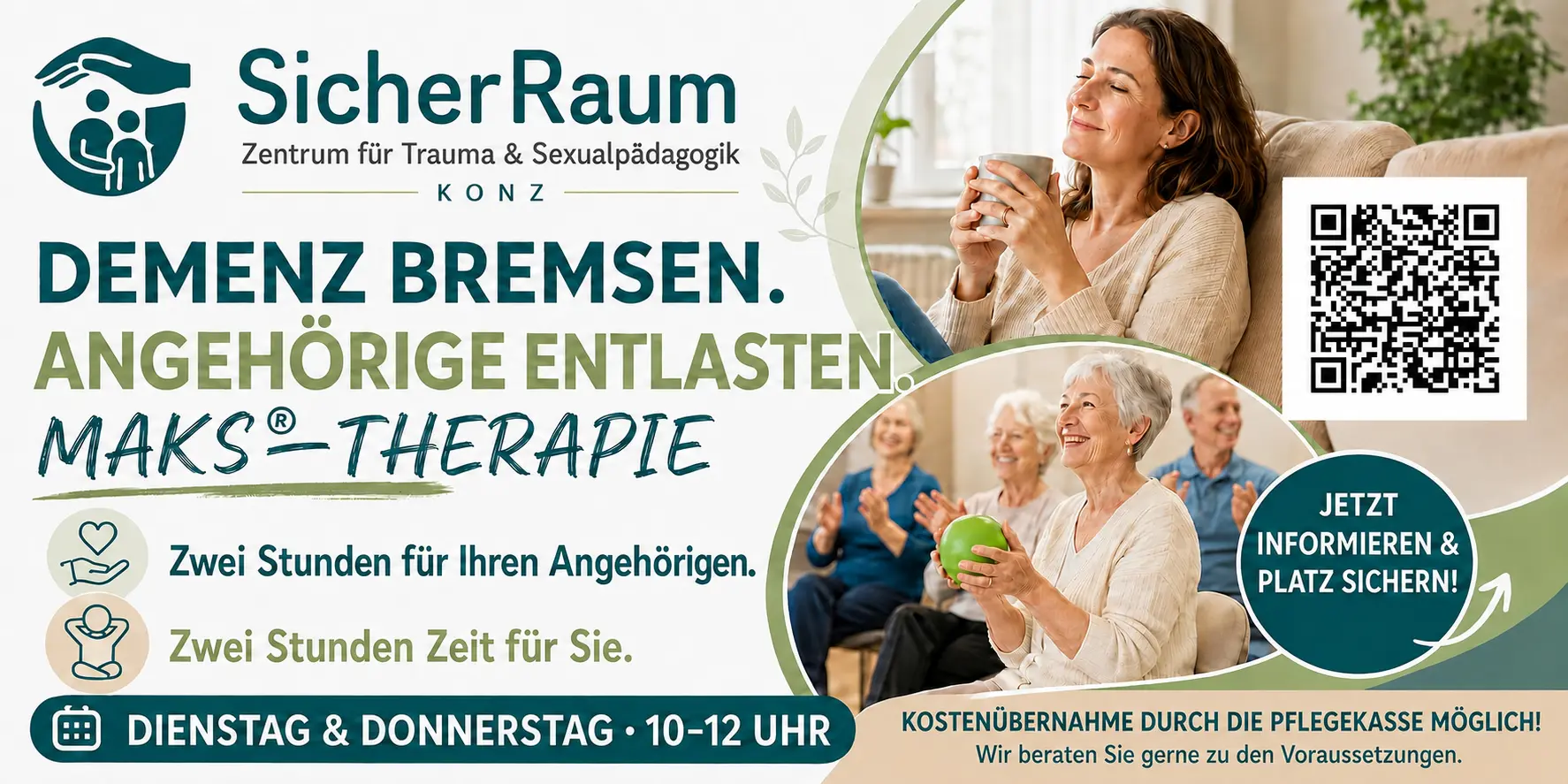 MAKS-Therapie im SicherRaum-Zentrum: Demenz bremsen, Angehörige entlasten – dienstags und donnerstags von 10 bis 12 Uhr